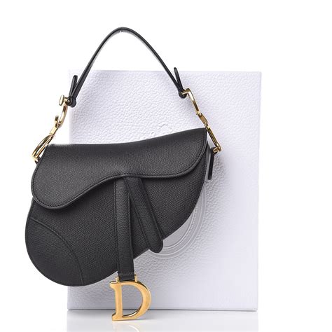 CHRISTIAN DIOR Calfskin Mini Saddle Bag Black